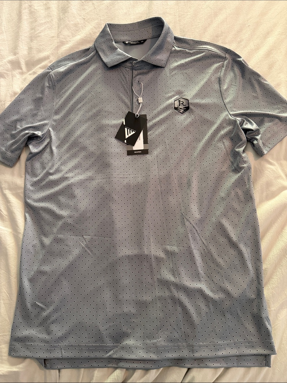 Performance Polo in Light Grey with Dot Pattern